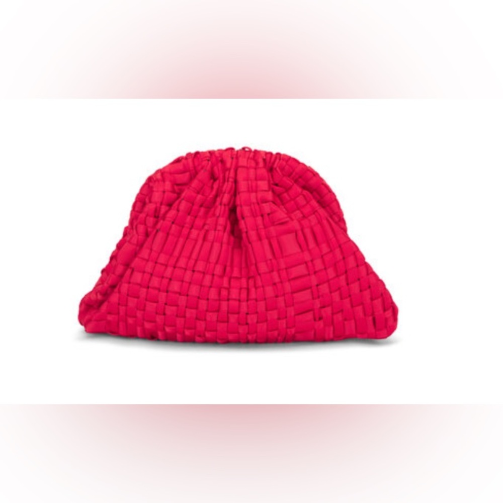 Maria La Rosa Red Woven Clutch